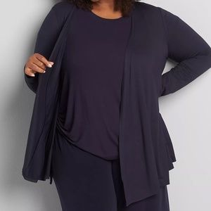LANE BRYANT - Dark Navy Drape Front Open Cardigan - Plus Size 18/20